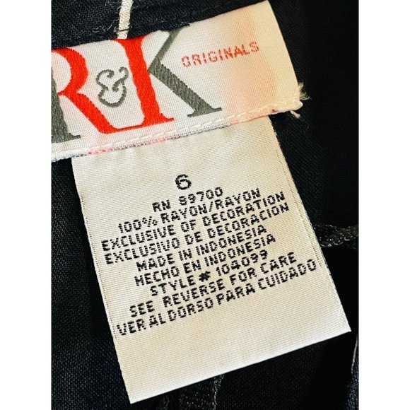 R & K Black Long Tie Back Women size 6 rayon Black Tropical Sequin Beads - Picture 9 of 15